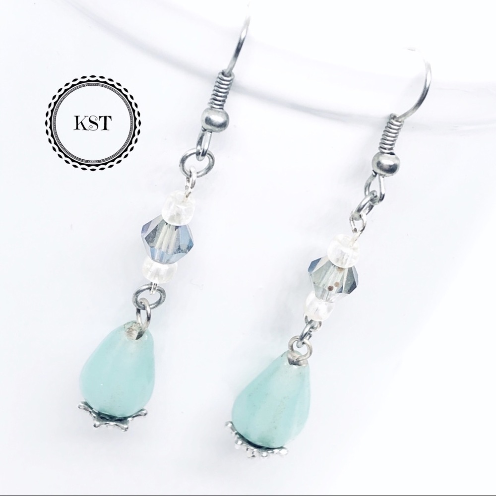 Teal Drop Dangle Earrings
